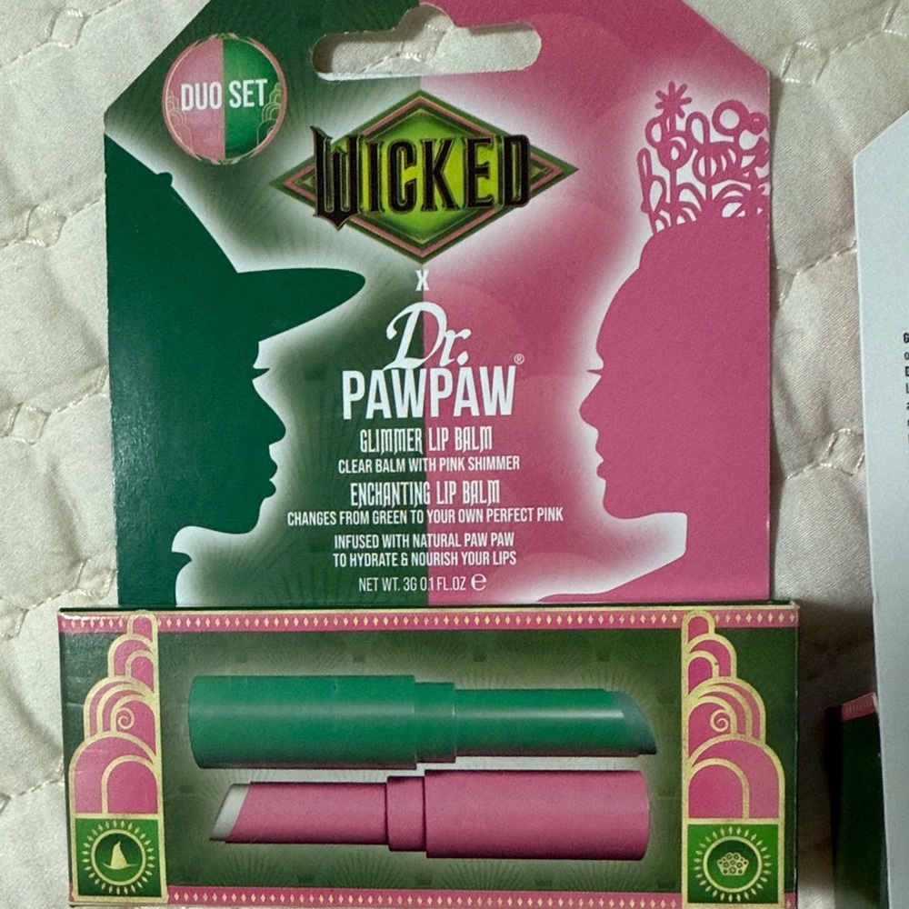 Wicked Glimmer Lip Balm Duo Set - Green (ph color changing) and Pink(shimmer)